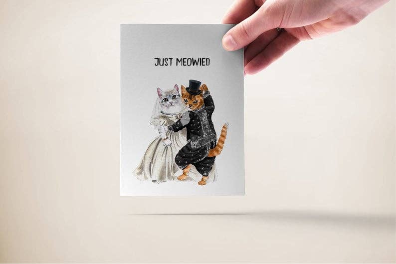 Just Meowied Cat Wedding Card