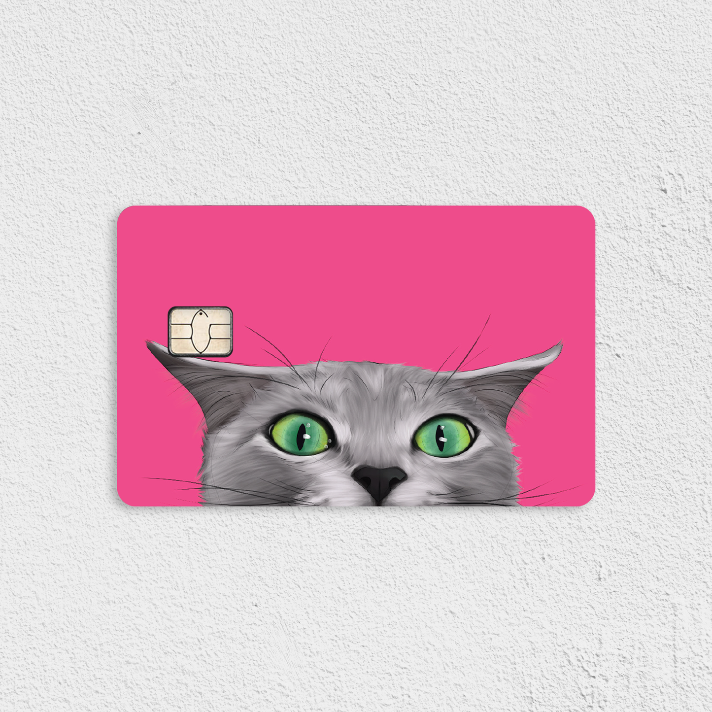 Gray Cat on Magenta Pink Credit Card Skin