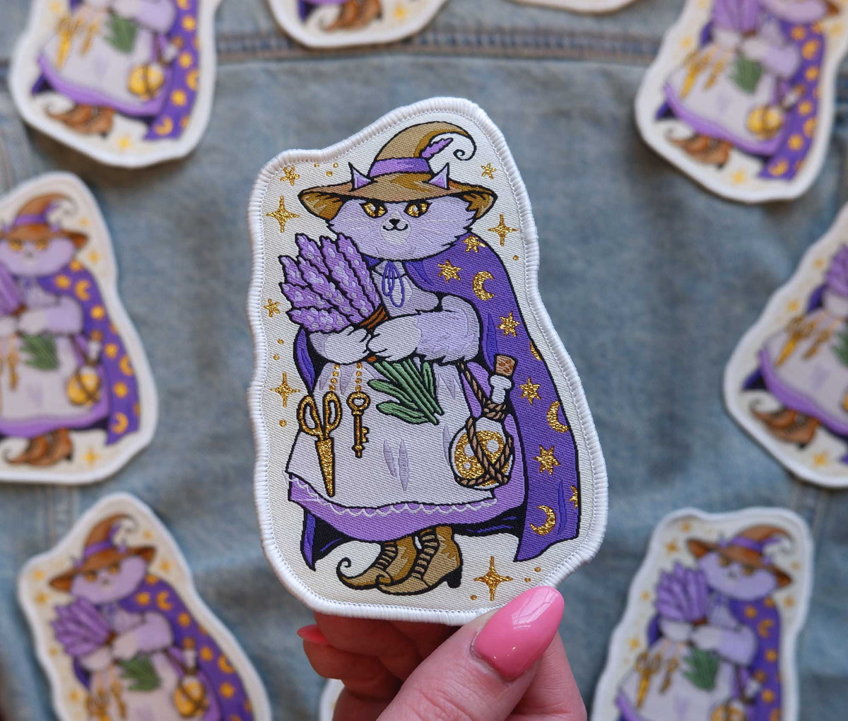 Cat Witch Woven Iron-On Patch
