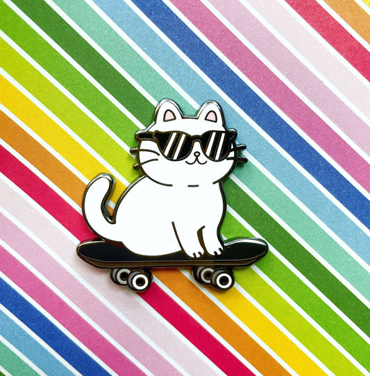 Skateboard Cat Enamel Pin