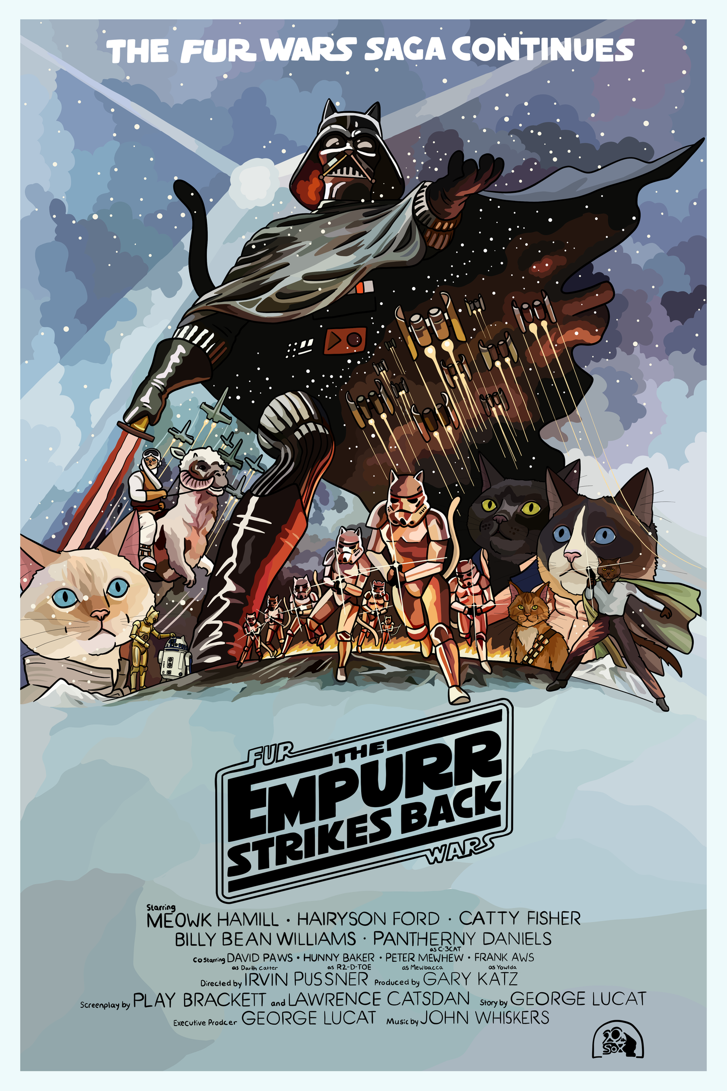 Fur Wars The Empurr Strikes Back Unframed Print: 5x7"