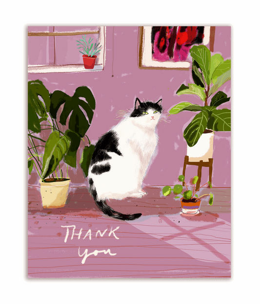 Houseplant Cat Thank You Card