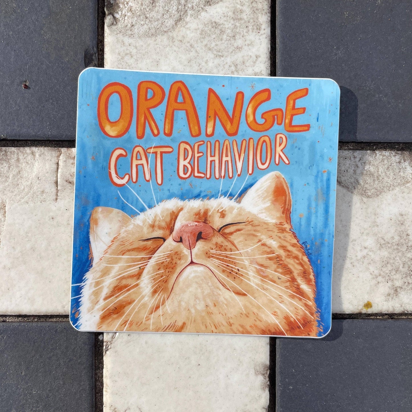 Orange Cat Behavior Sticker