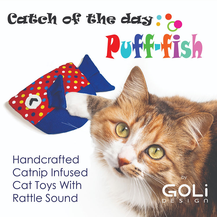 Puff-Fish Catnip Toy (assorted colors, sold individually)