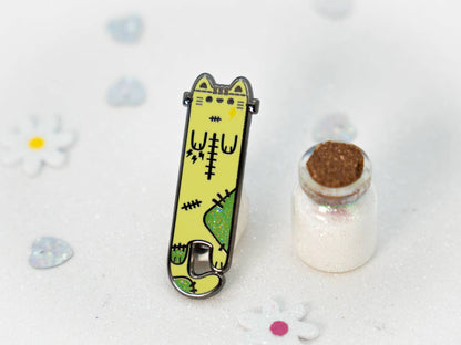 Frankencat Enamel Long Cat Pin