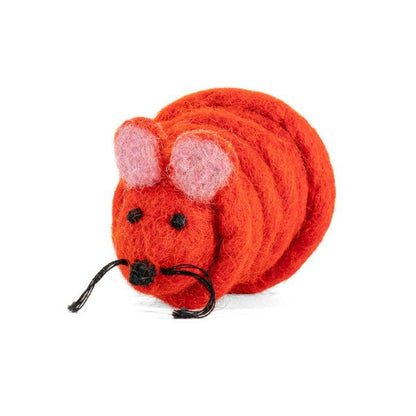 Wool Mouse Cat Toy with 6-Foot Tail (Red)