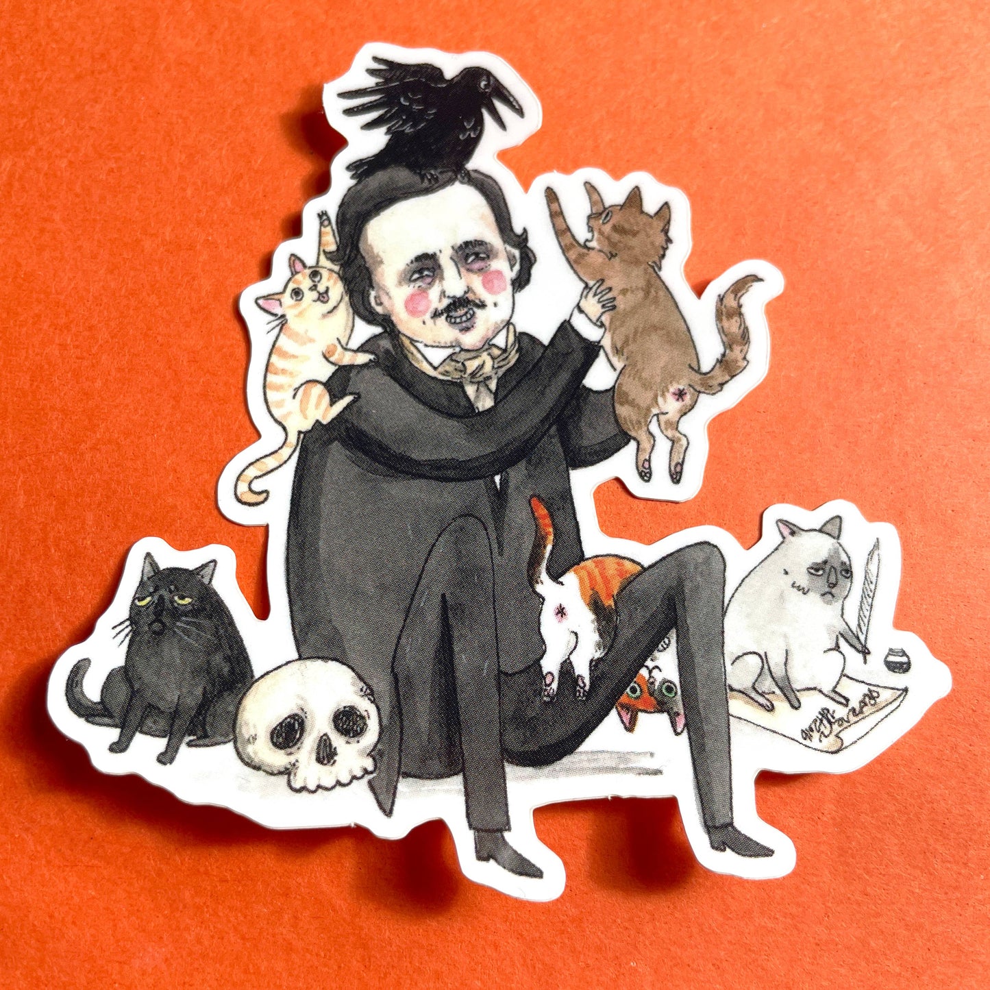 Once Upon a Midnight Kitty Edgar Allan Poe 3" Vinyl Sticker