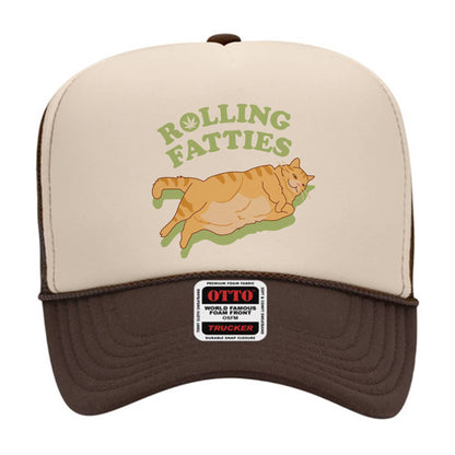 Rolling Fatties Fat Orange Cat Black Mesh Trucker Hat