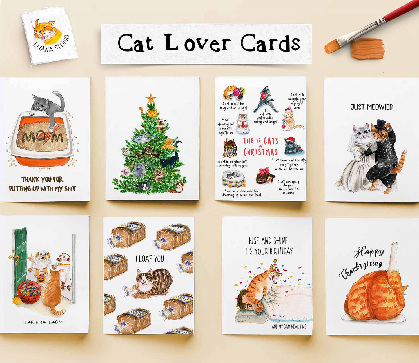 Birthday Blessings from the Pawpe Cat Card