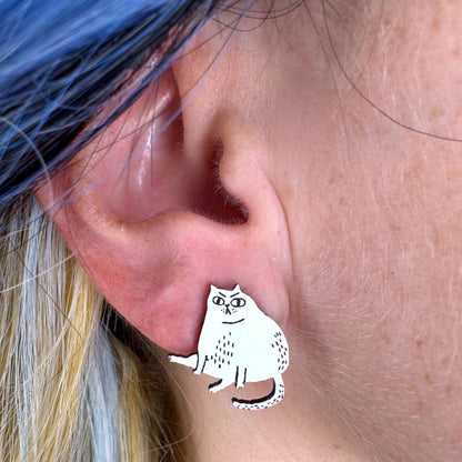 Time to Wreak Havoc Gemma Correll Cat Stud Earrings