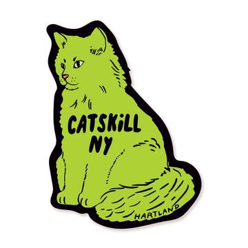 Lime Green Catskill, NY Cat Sticker