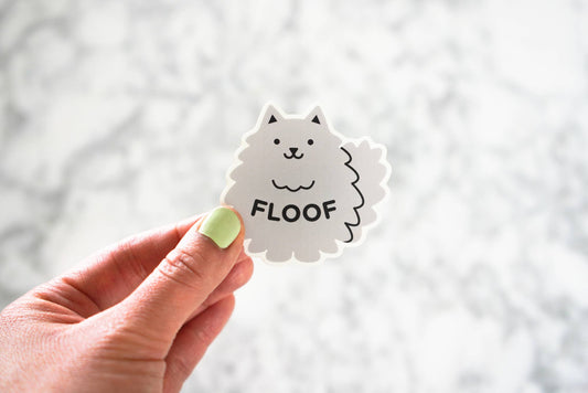 Floof Gray Cat Sticker