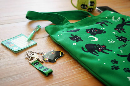 Black Cats on Green Tote Bag