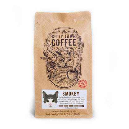 Kitty Town Coffee - Smokey: Italian Roast Brazilian (12oz Whole Bean)