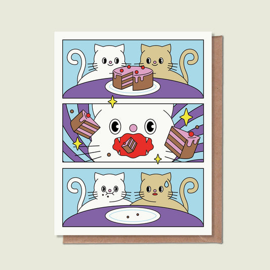 Birthday Cake Vortex Cat Greeting Card