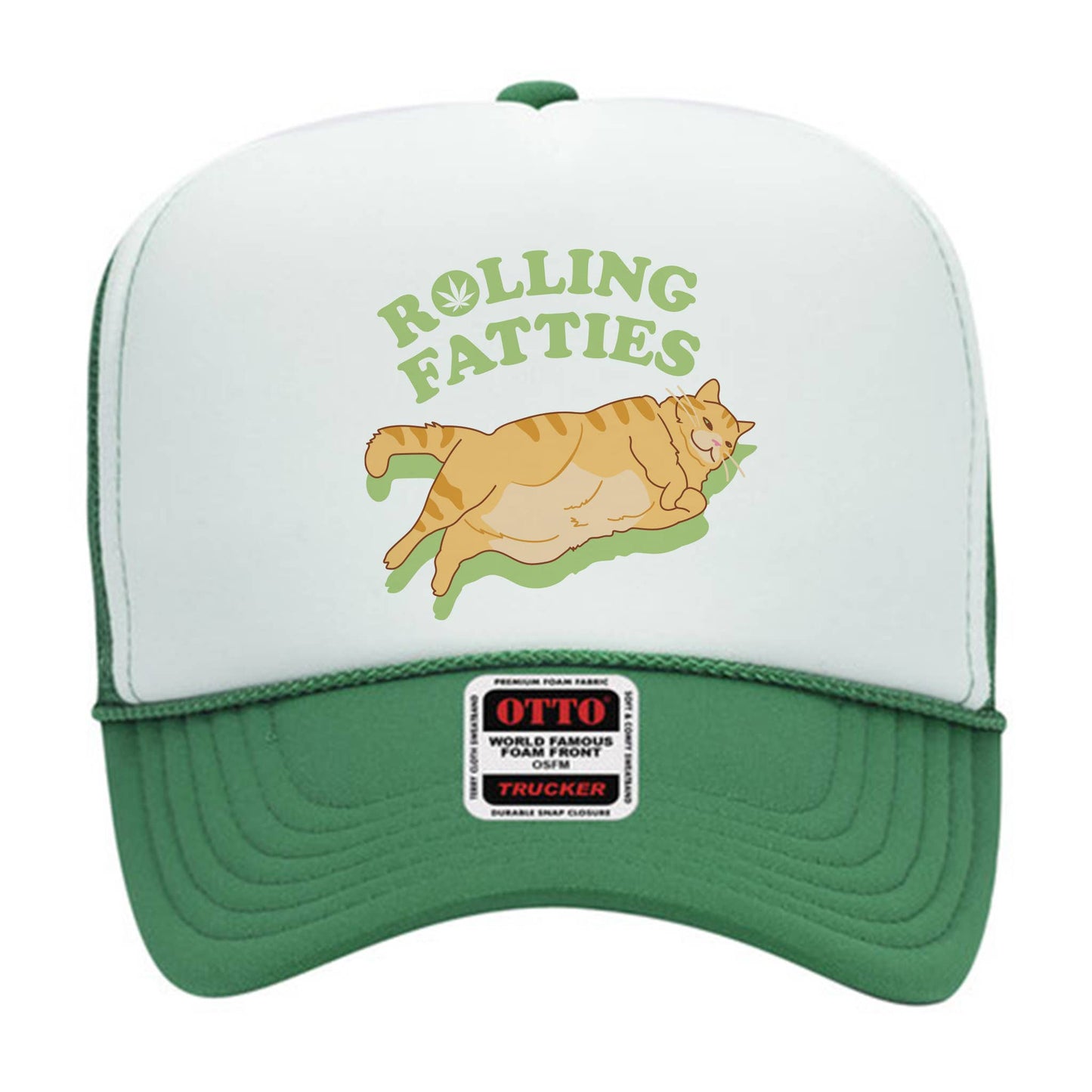 Rolling Fatties Fat Orange Cat Black Mesh Trucker Hat