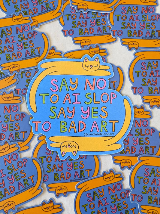 Anti-AI Slop Cat Sticker