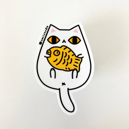 Taiyaki White Cat Vinyl Sticker