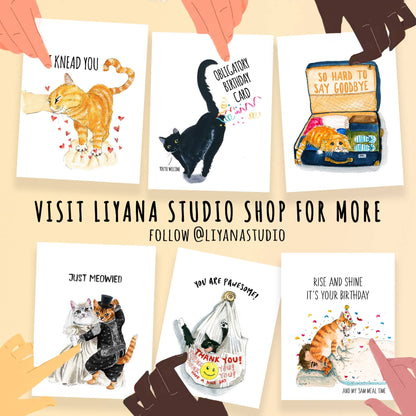 You Are Pawesome Cat in Bag Thank You Card