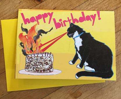 Laser Cat Birthday Card