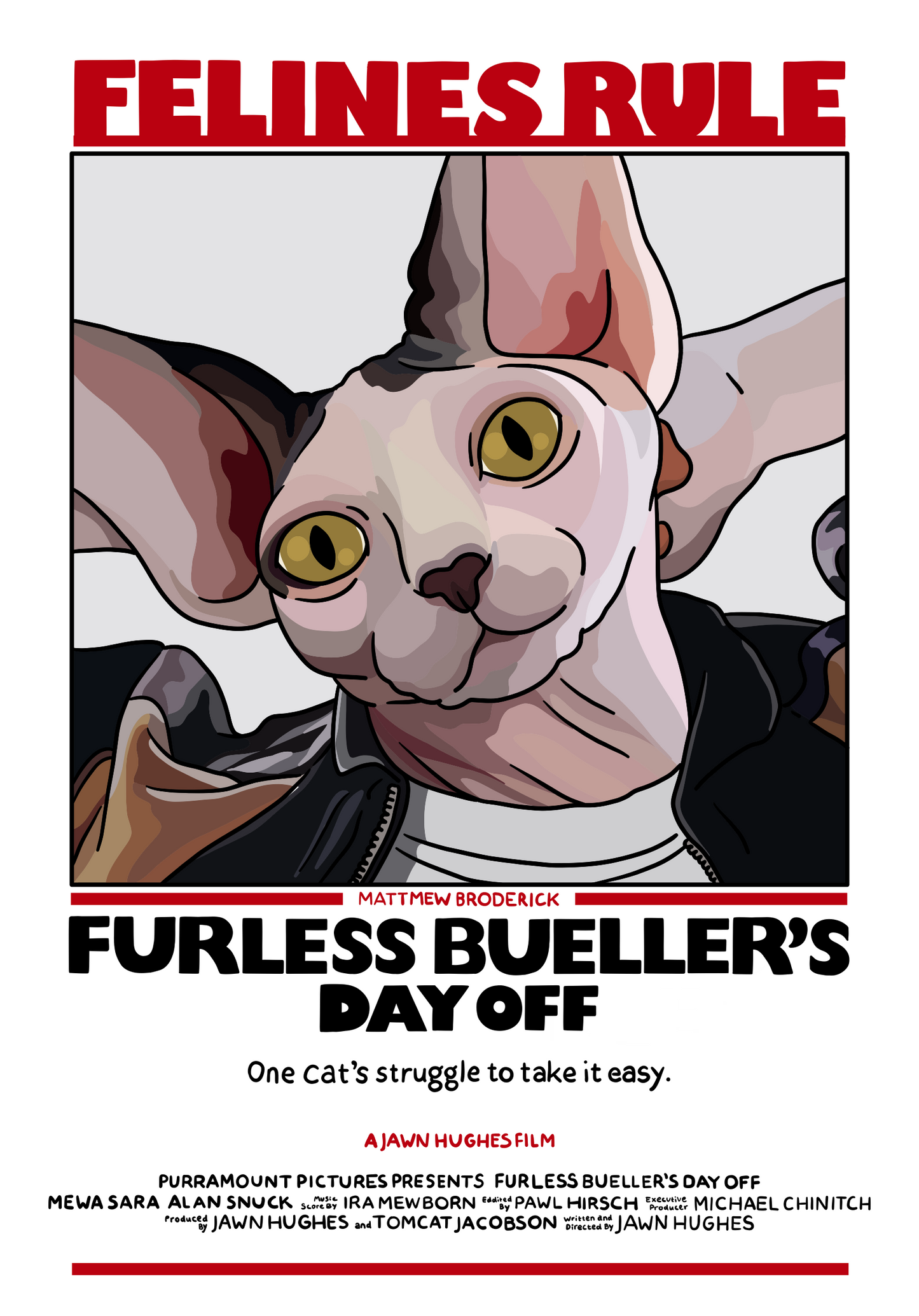 Furless Bueller's Day Off Unframed Print: 5x7"