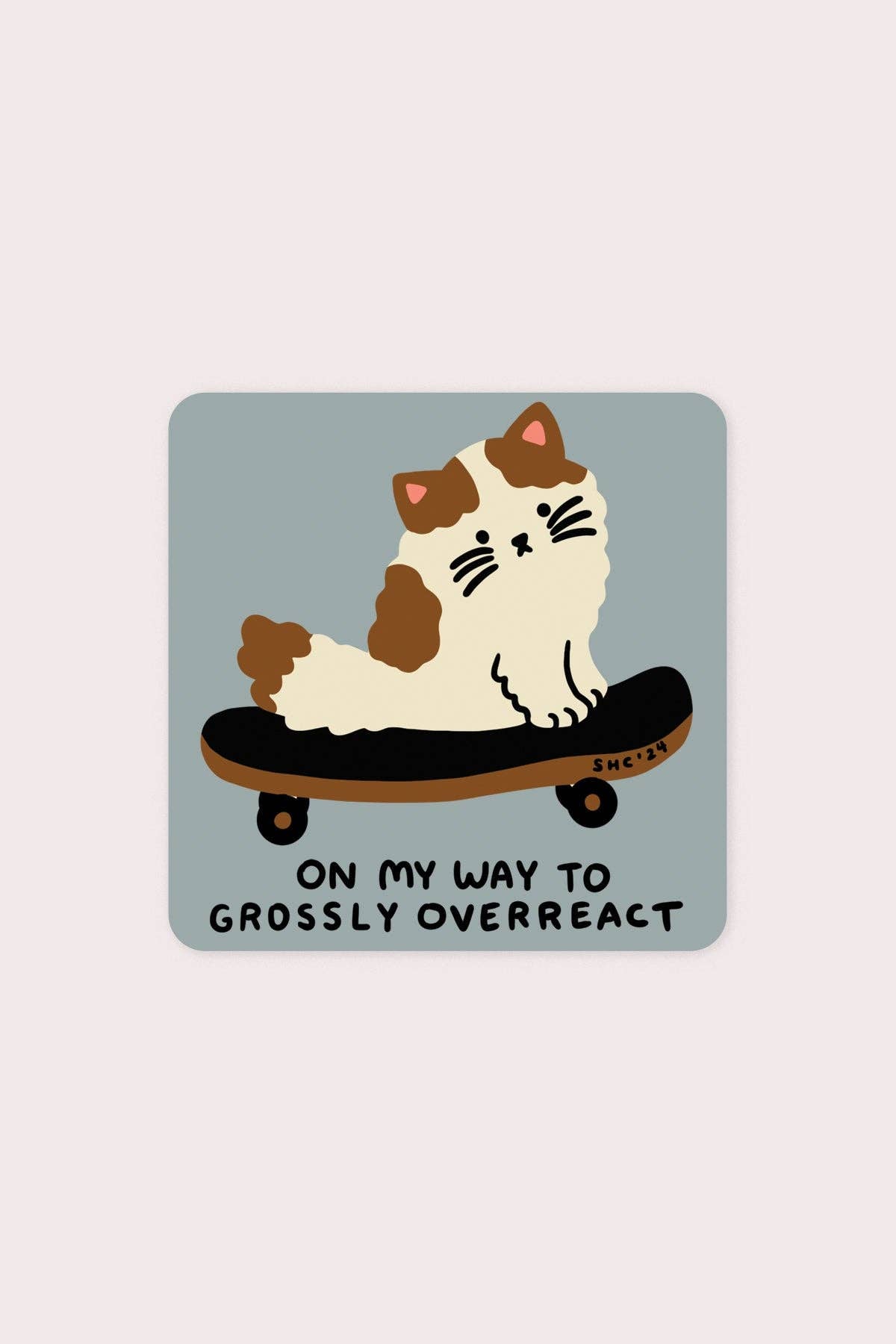 On My Way to Grossly Overreact Skateboard Cat Sticker