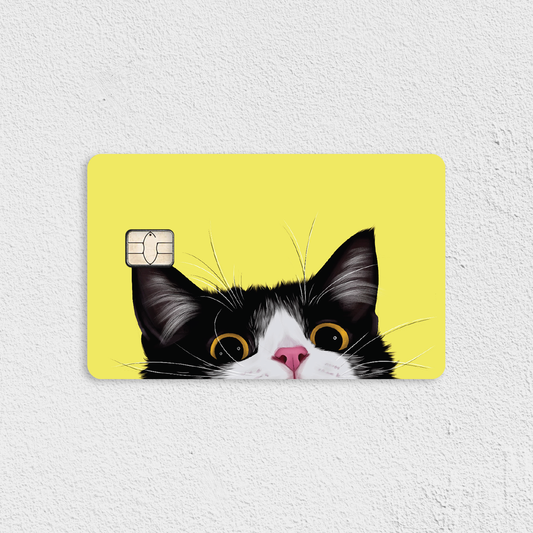 Tuxedo Cat on Yellow Credit Card Skin