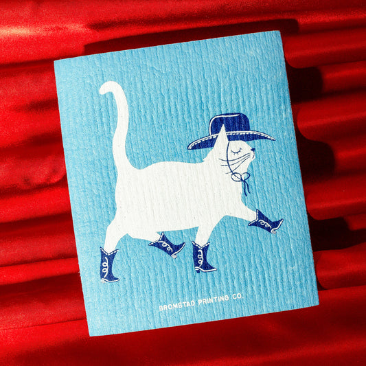 Cowboy Cat Swedish Dishcloth