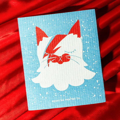 Bowie Cat Swedish Dishcloth