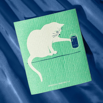 Water Glass Cat Swedish Dishcloth