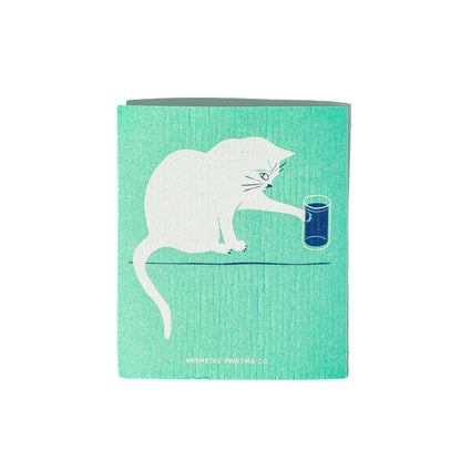 Water Glass Cat Swedish Dishcloth
