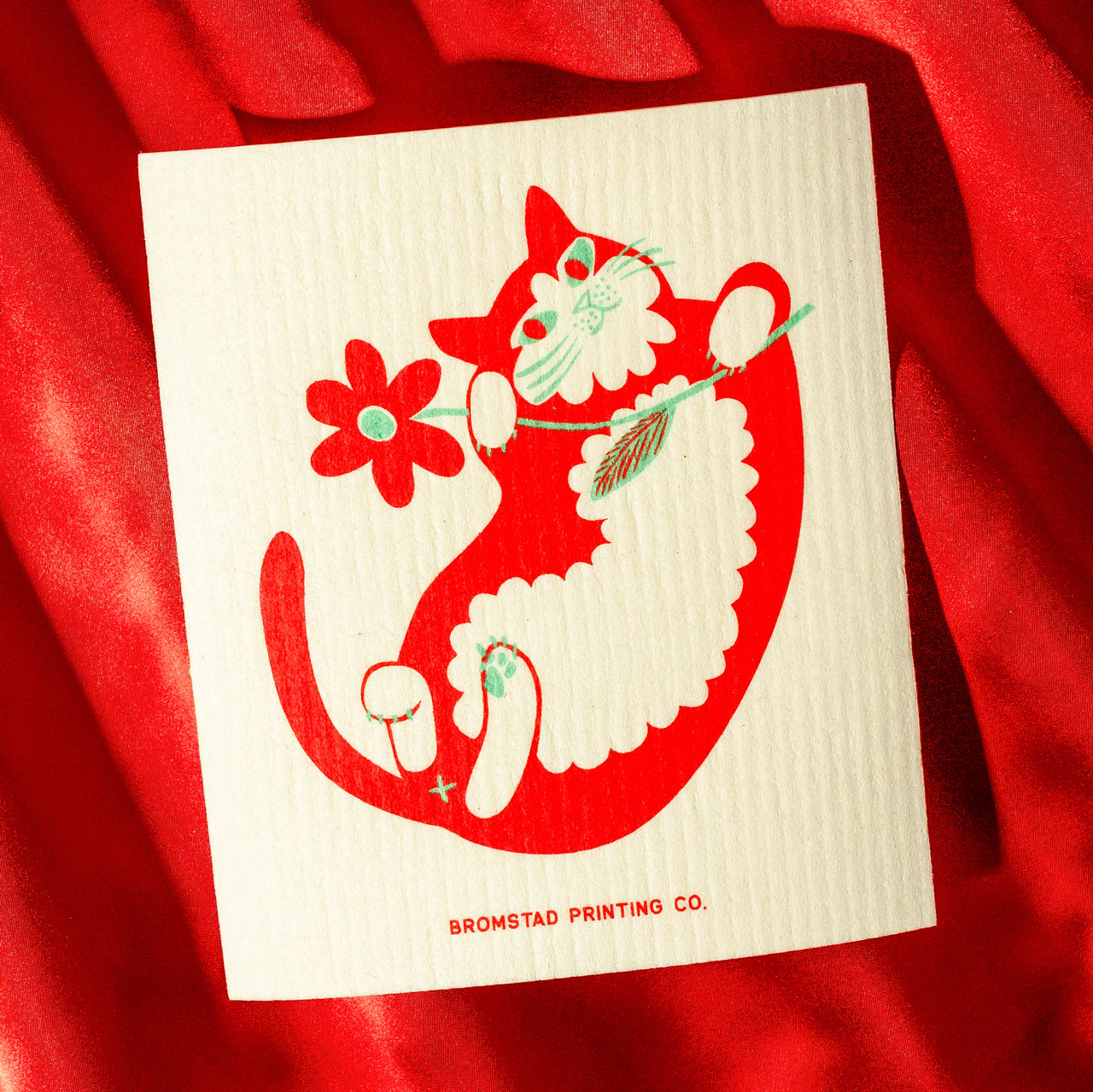 Flower Cat Swedish Dishcloth