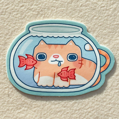 Only 3 Braincells Orange Cat Sticker