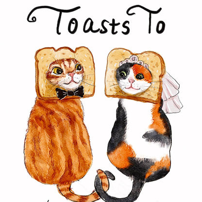 Toasts to the Happy Couple Cats Wedding Card