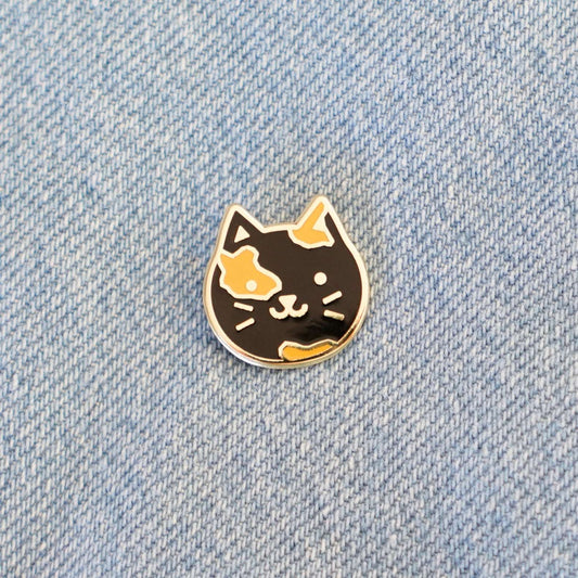 Tortie Kitty Cat Head Enamel Pin