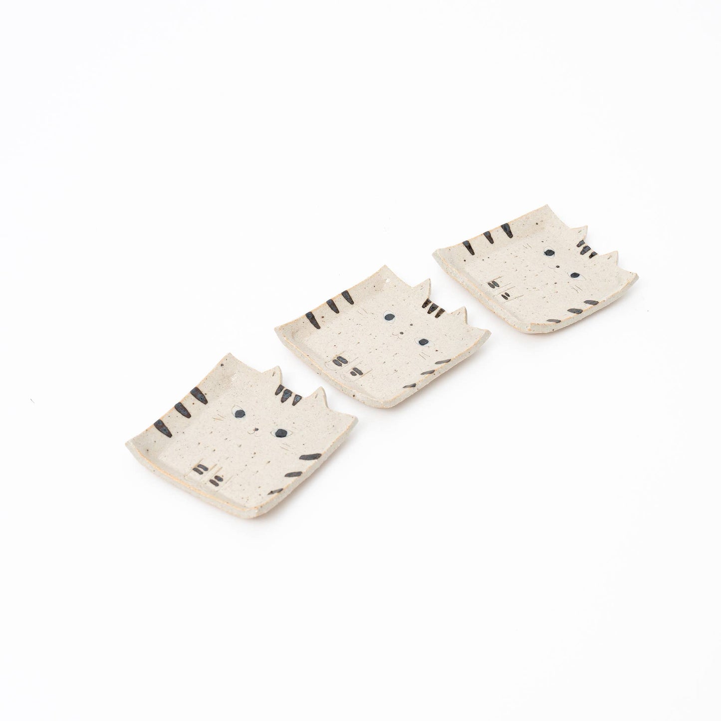 Square Cat Trinket Tray Plate - Beige Tabby