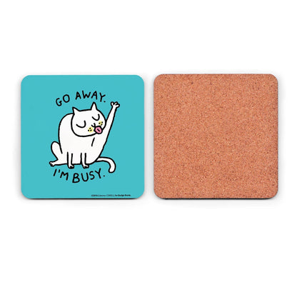 Go Away I'm Busy Cat Coaster by Gemma Correll