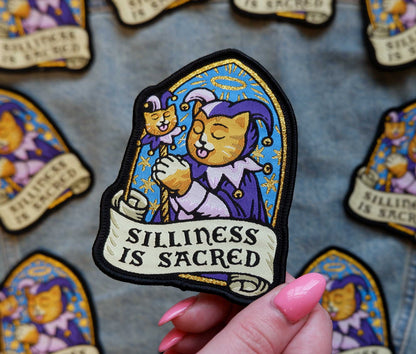 Silliness is Sacred Cat Woven Iron-On Patch
