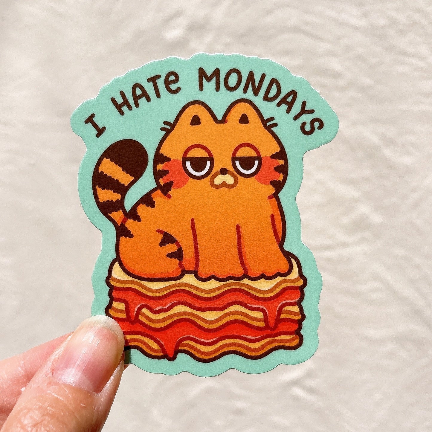 I Hate Mondays Lasagna Cat Sticker