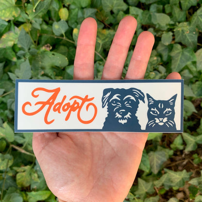 Adopt Cat & Dog Animal Adoption Small Vinyl Bumper Sticker