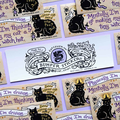 Thinking of Making my Cat a Tiny Witch Hat Bumper Sticker