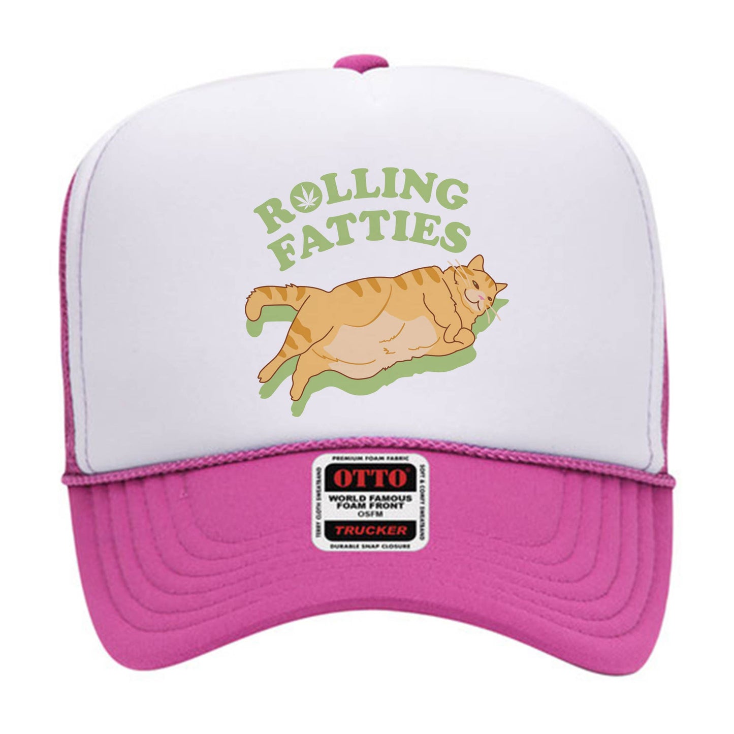 Rolling Fatties Fat Orange Cat Black Mesh Trucker Hat