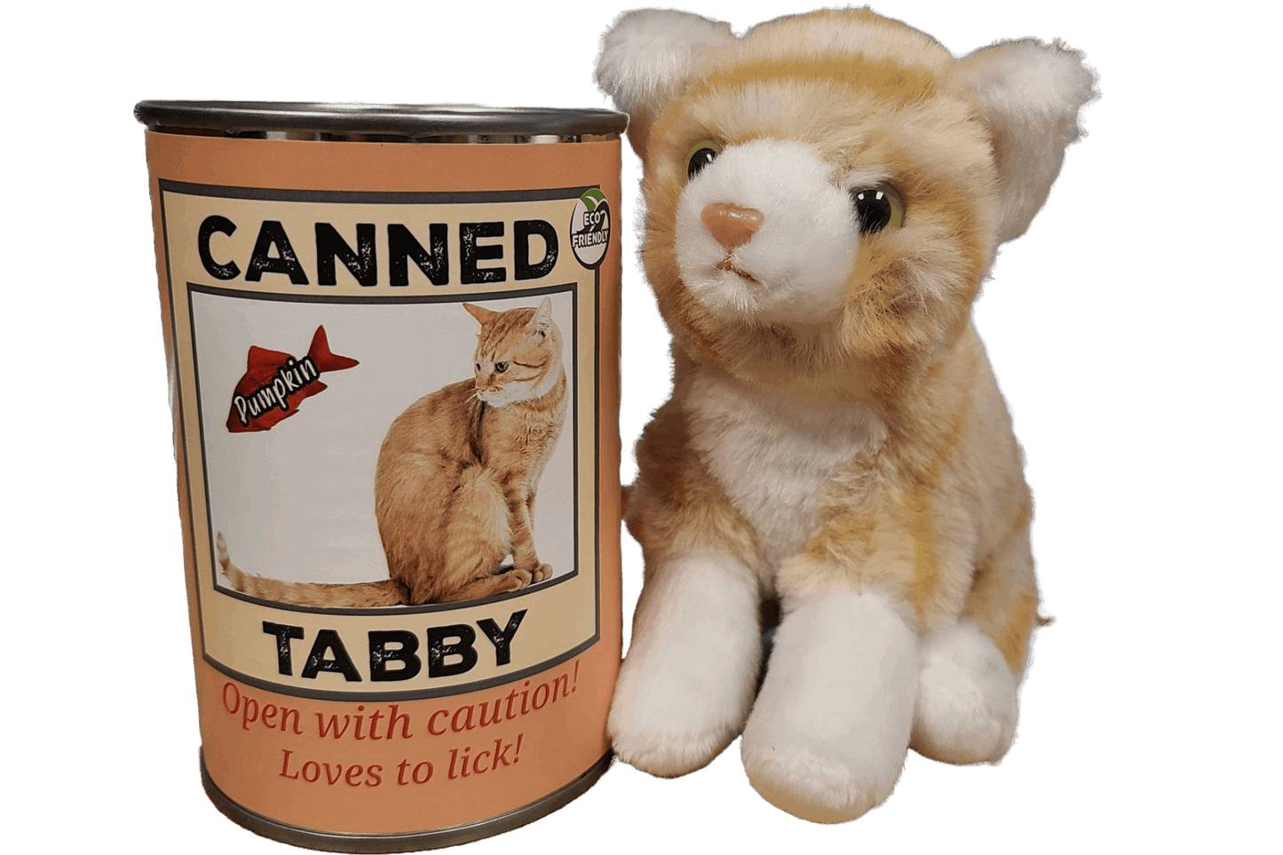 Canned Orange Tabby Cat Stuffed Animal Plush