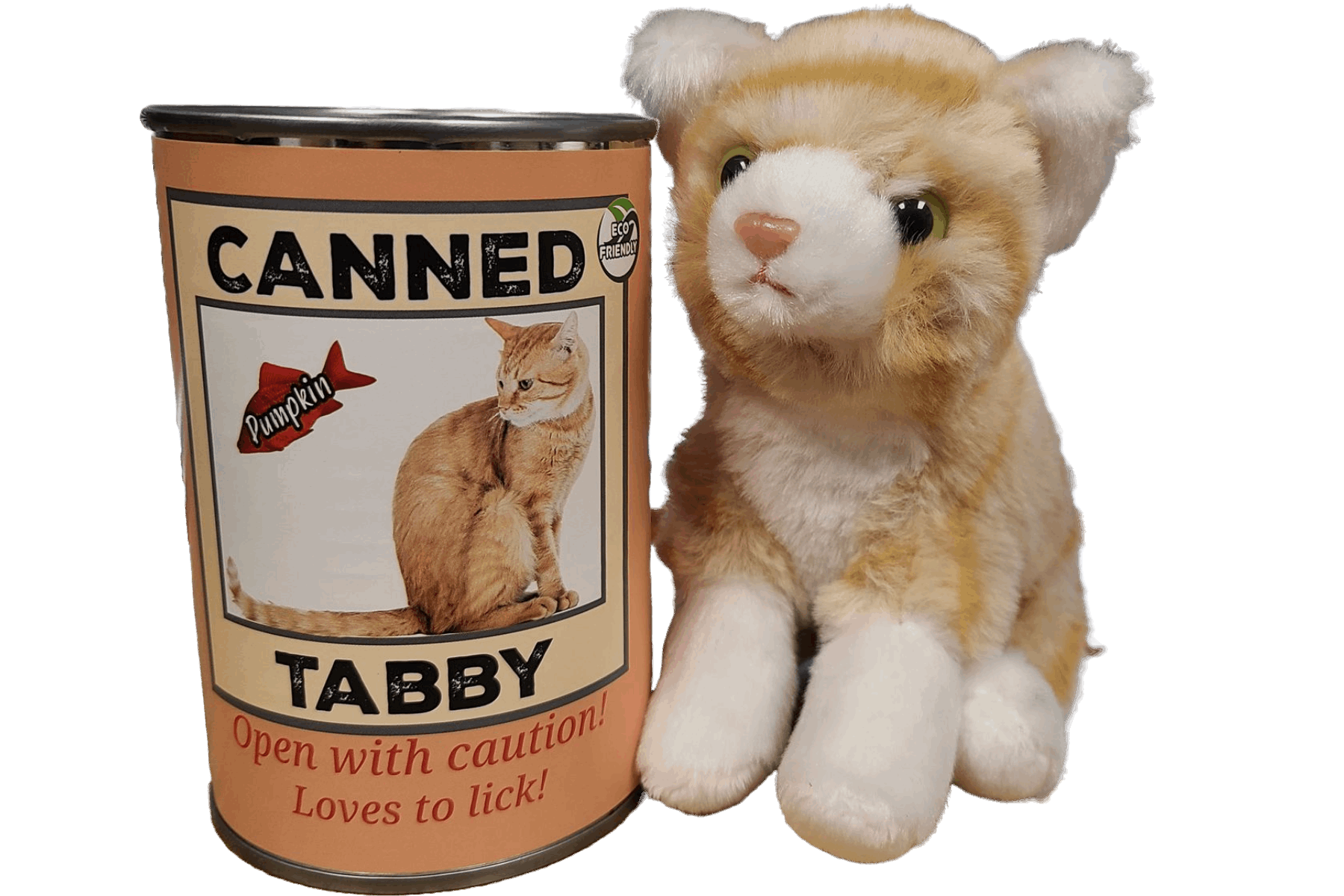 Canned Orange Tabby Cat Stuffed Animal Plush