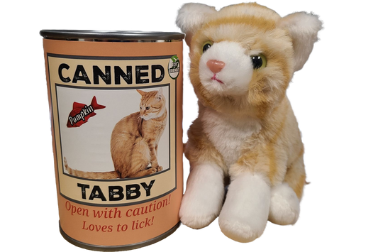 Canned Orange Tabby Cat Stuffed Animal Plush