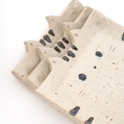 Square Cat Trinket Tray Plate - Beige Tabby