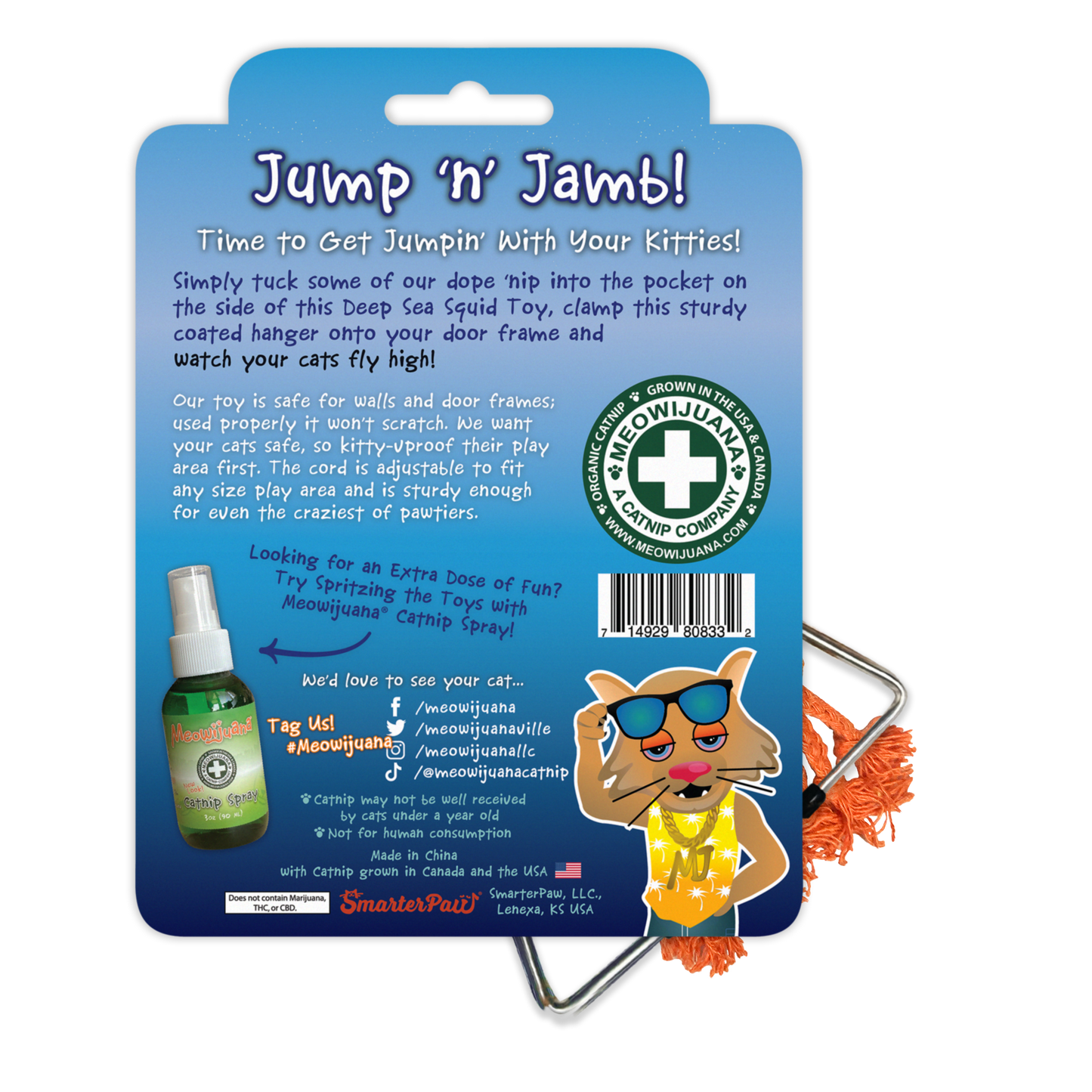 Jump 'n' Jamb - Deep Sea Squid Refillable Catnip Cat Toy