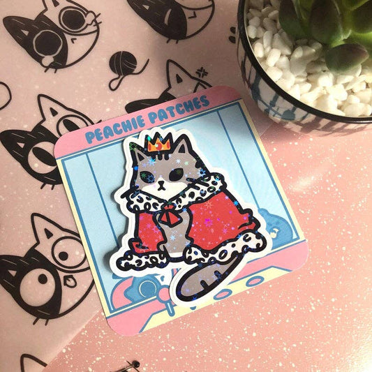 Royal King Cat Holographic Sticker