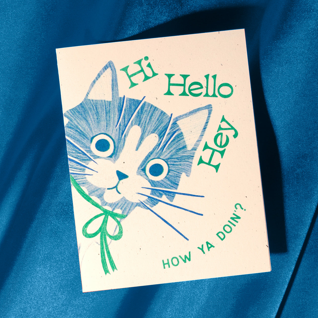 Hi Hello Hey Cat Greeting Card