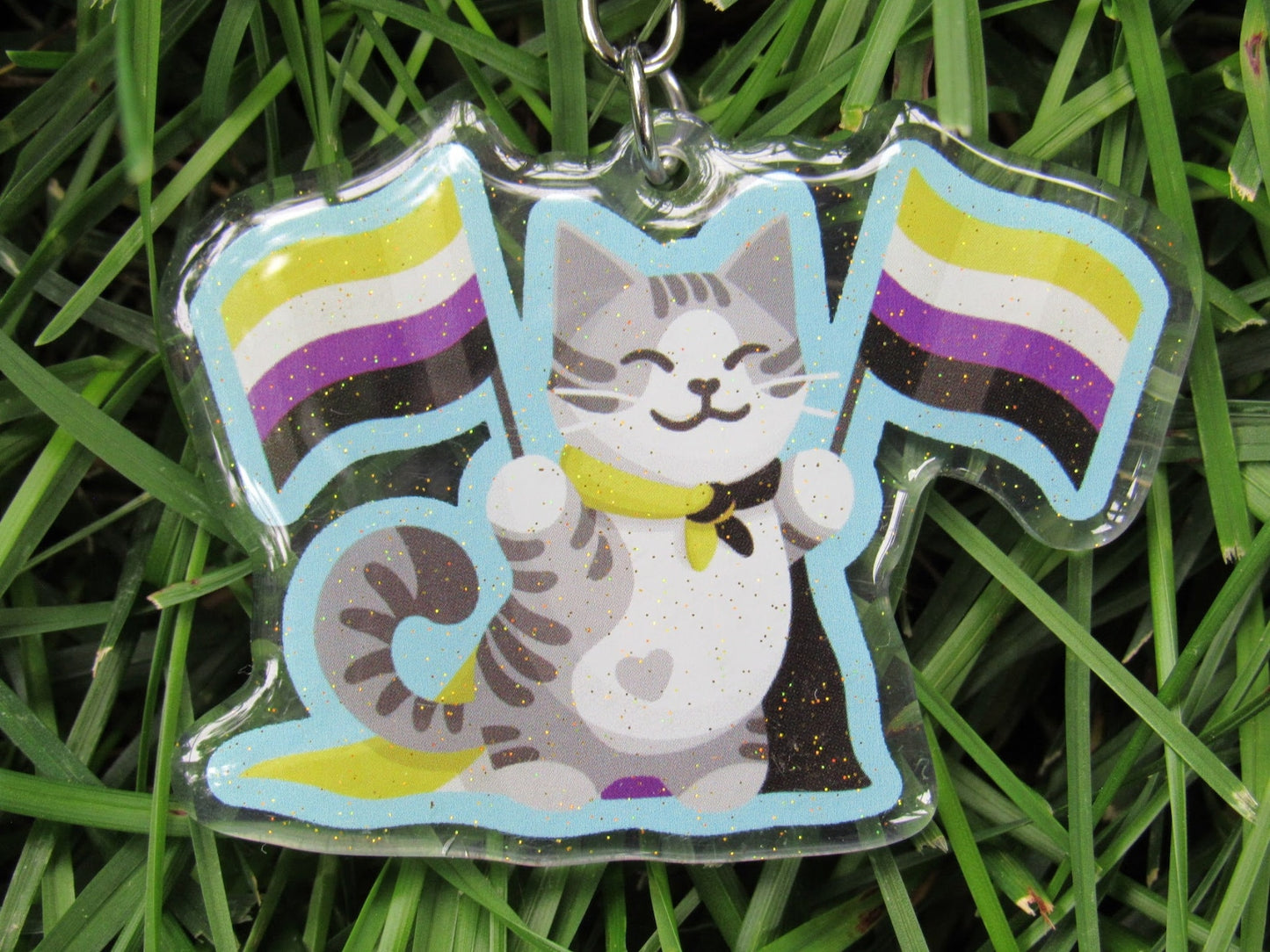 Nonbinary Pride Flag Cat Keychain